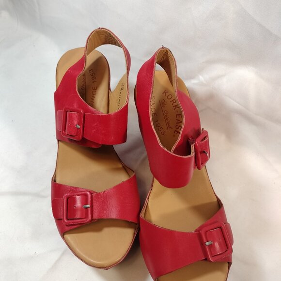 Kork-Ease Susie Wedge Platform Sandals in Red - Picture 3 of 12